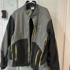 Columbia Men's Gray and Black Performance Jacket with Yellow Accents